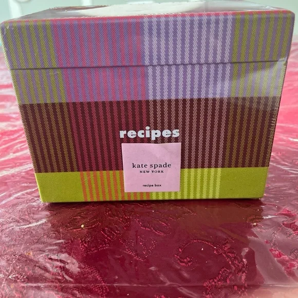 Kate Spade Multicolor Plaid Recipe Box New - Picture 2 of 6